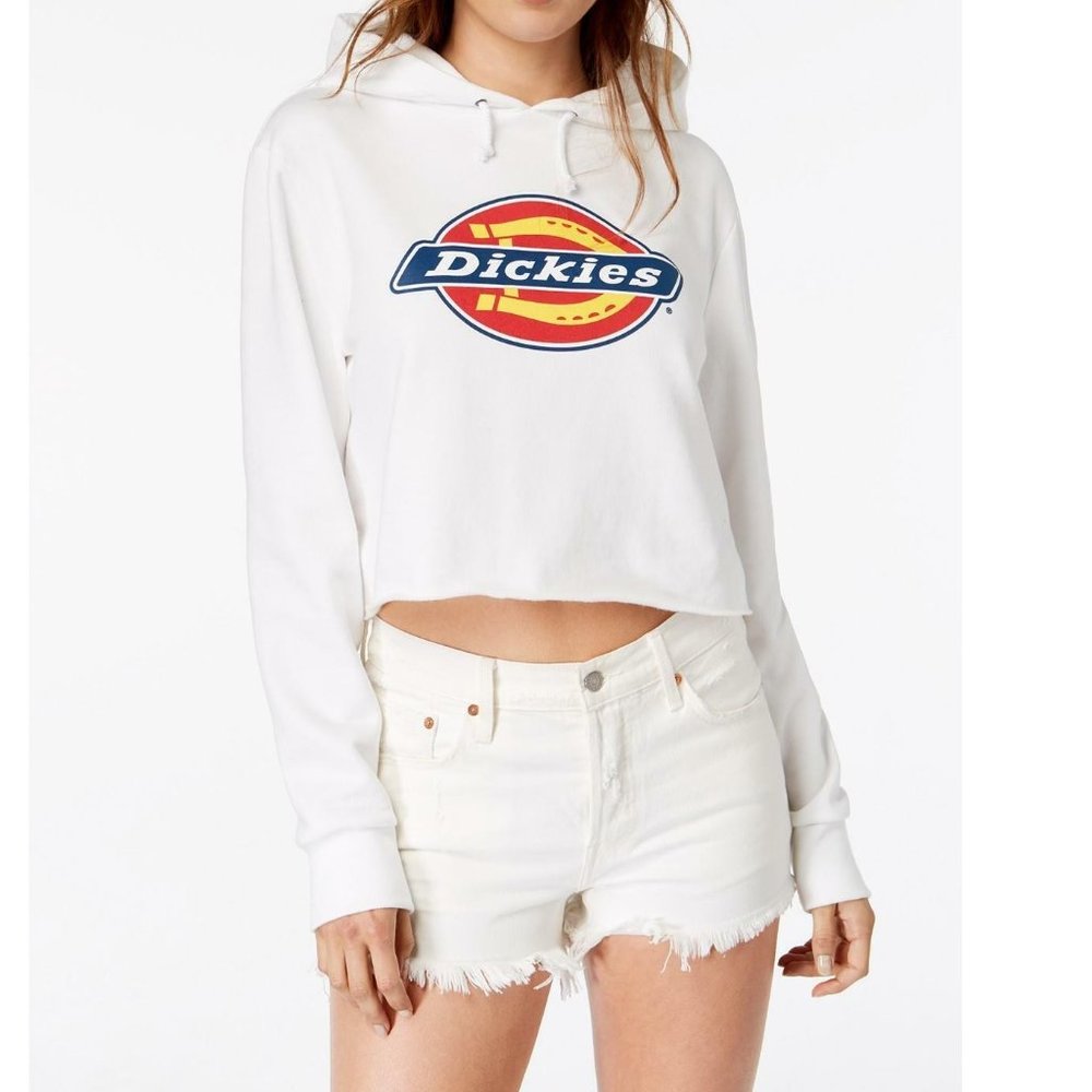 Juniors Womens DICKIES Cropped Fleece Hoodie White Size XL 1X 2X 3X NWT